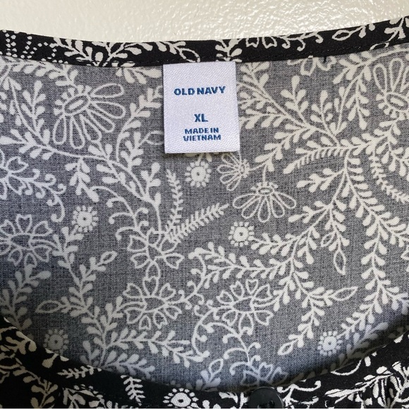 Old Navy Women's Drop-Waist Black With White Floral Dress Size XL New With Tag - Picture 10 of 11